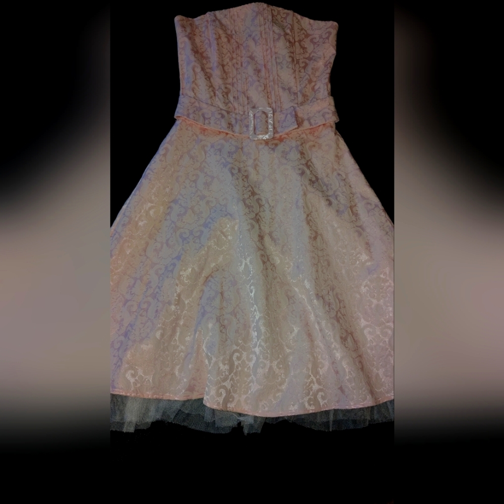 Elegant Pink Junior Strapless Dress